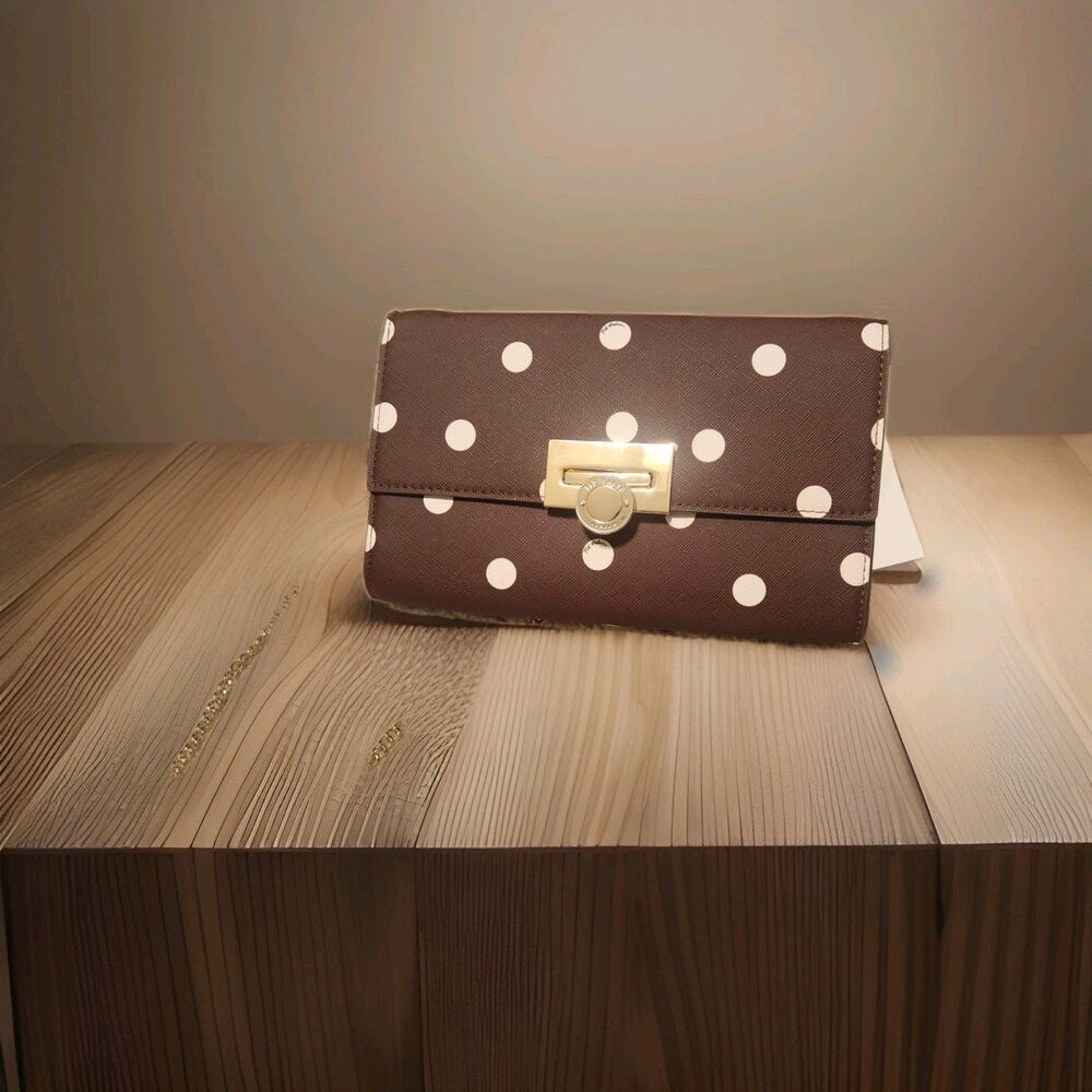 NWT Ted Baker Brown Polka Dot Crossbody Clutch